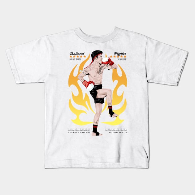 Muay Thai Wai Kru Kids T-Shirt by KewaleeTee